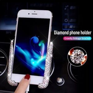 Universe crystal silver car phone holder